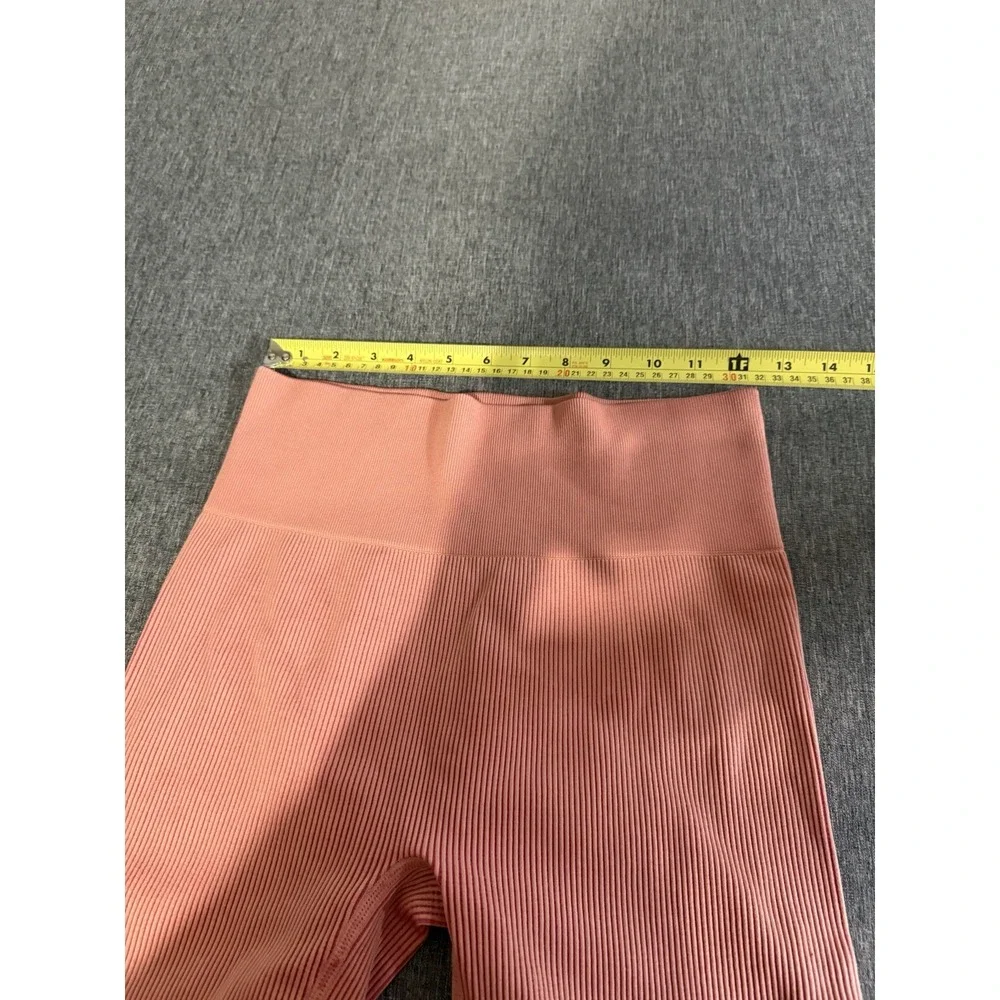 Colsie Women's Biker Shorts Pink Pull-On Ribbed Knit Stretch Solid Regular XL